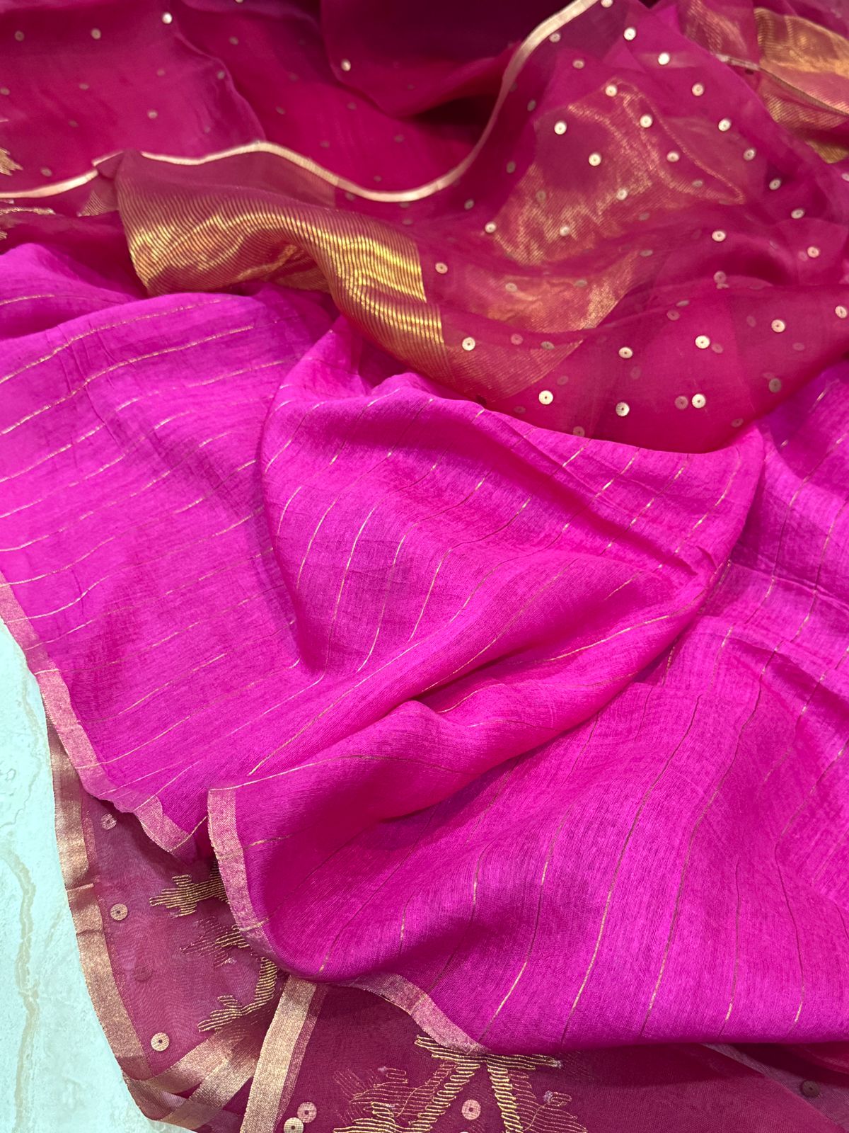 Pure Resham Silk Saree With Jamdani Weave