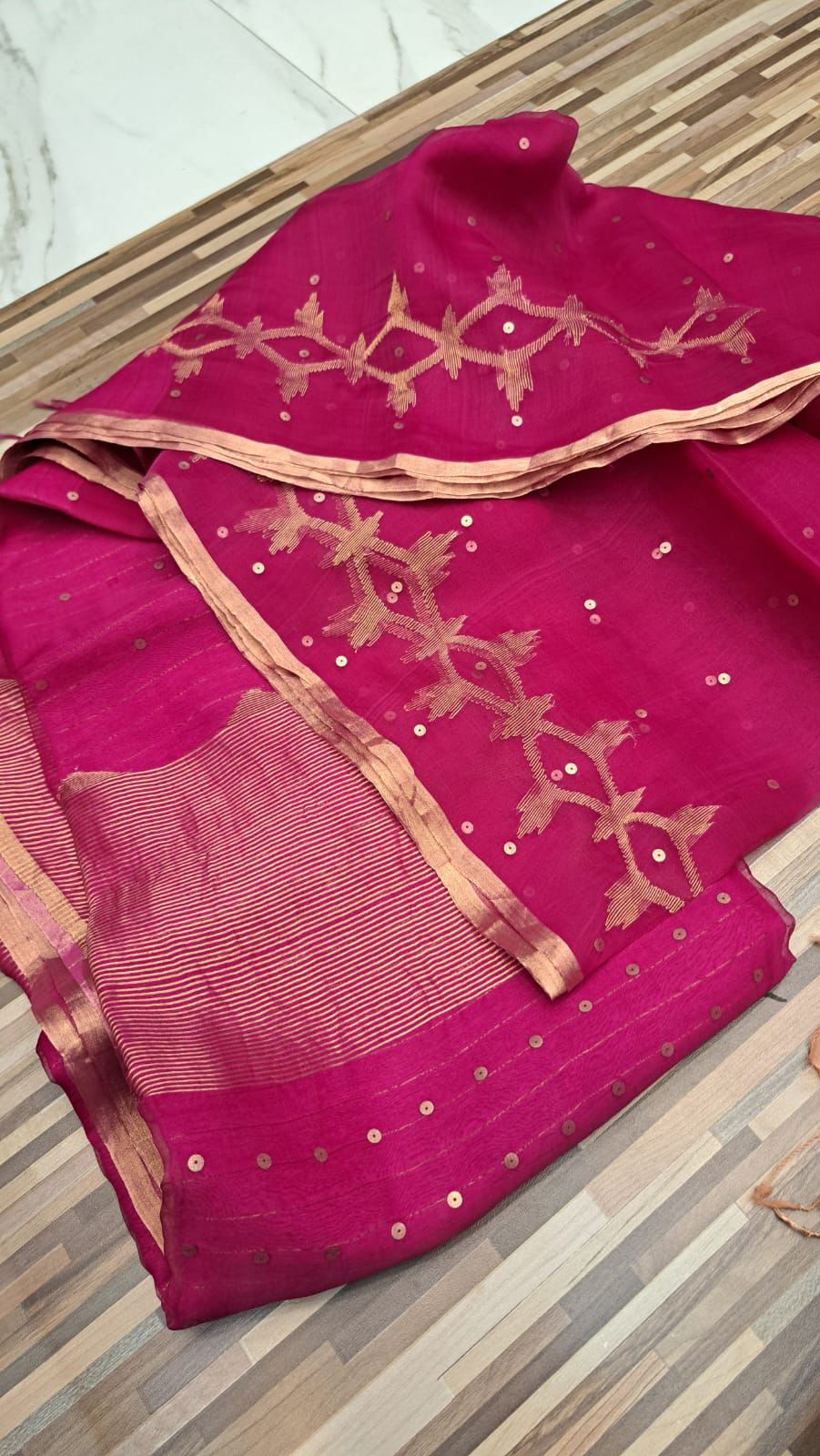 Pure Resham Silk Saree With Jamdani Weave