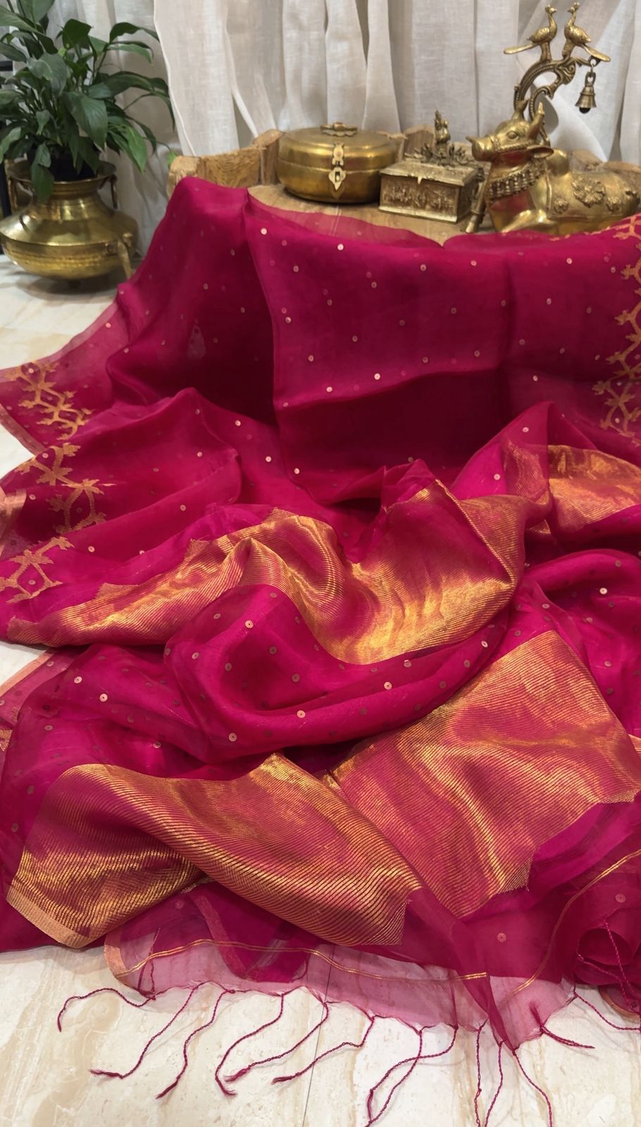 Pure Resham Silk Saree With Jamdani Weave