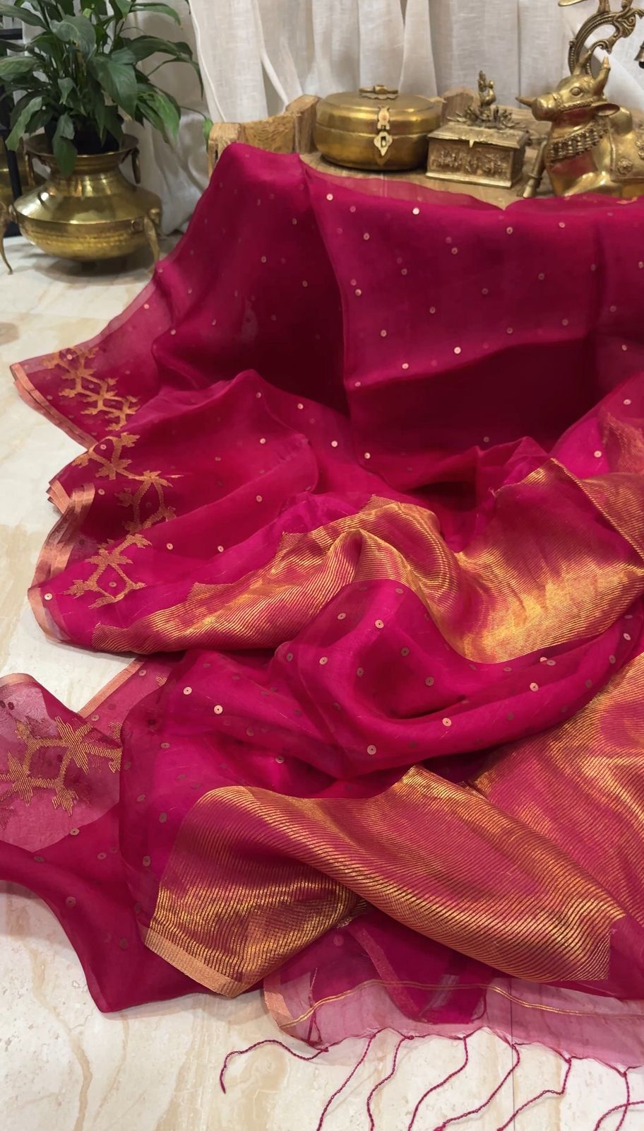 Pure Resham Silk Saree With Jamdani Weave