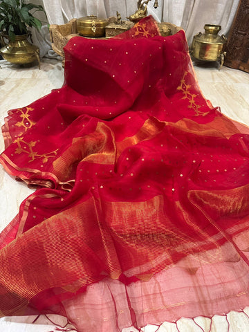 Pure Resham Silk Saree With Jamdani Weave