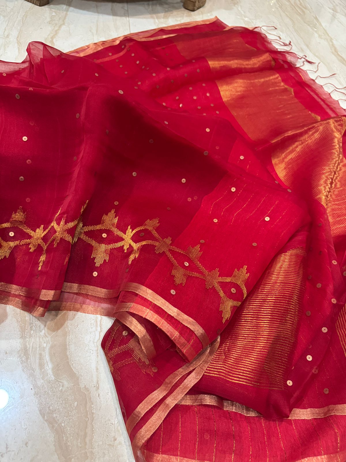 Pure Resham Silk Saree With Jamdani Weave