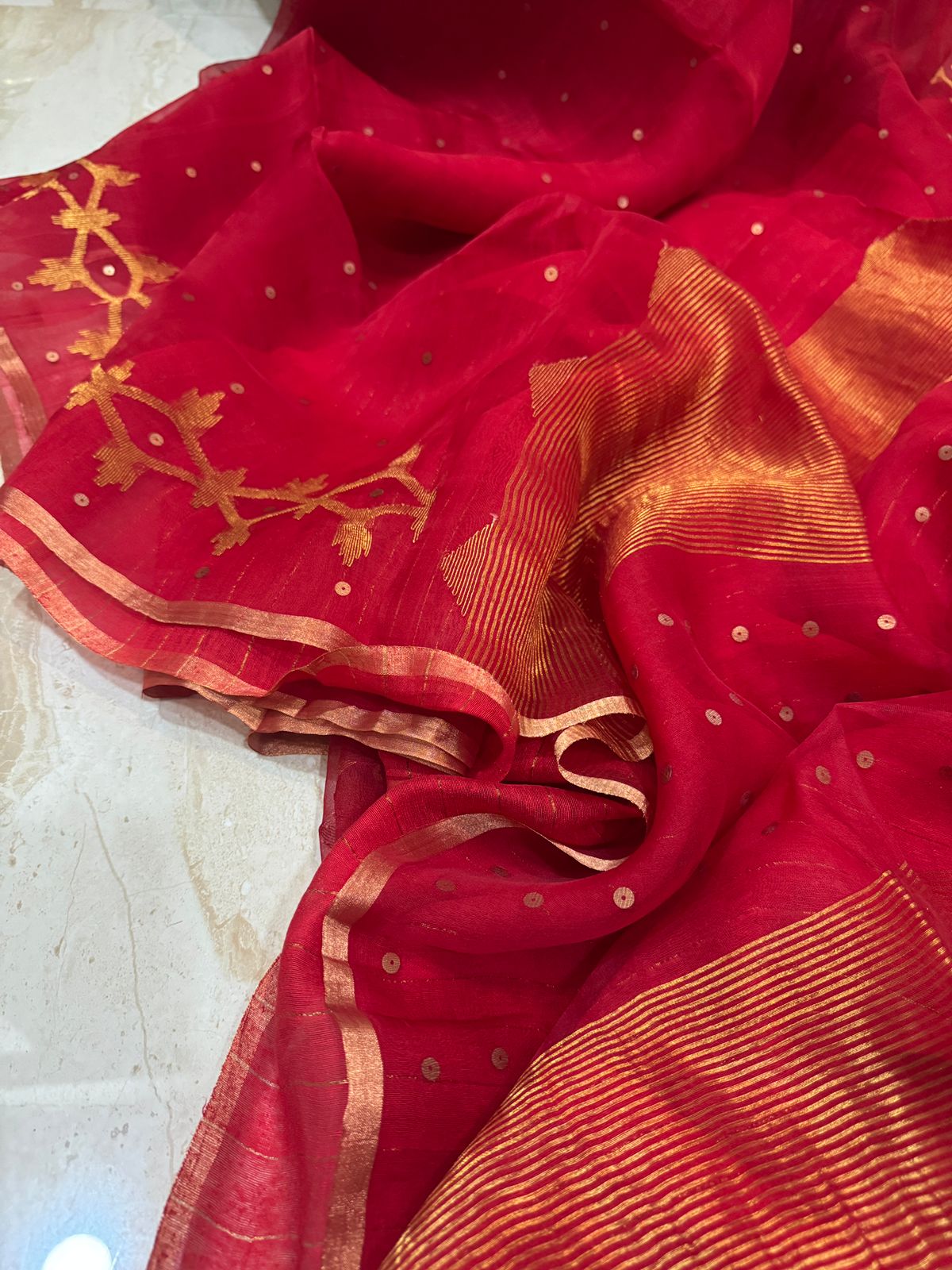 Pure Resham Silk Saree With Jamdani Weave