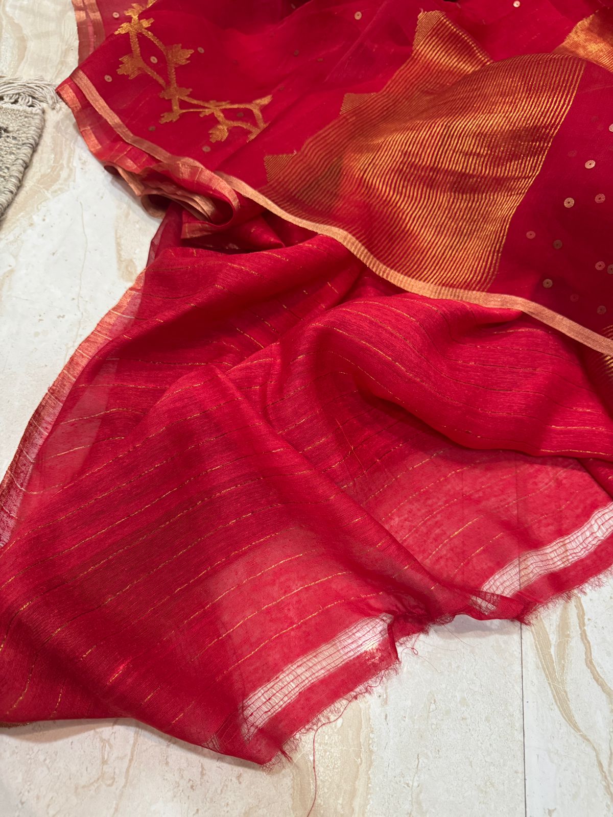 Pure Resham Silk Saree With Jamdani Weave