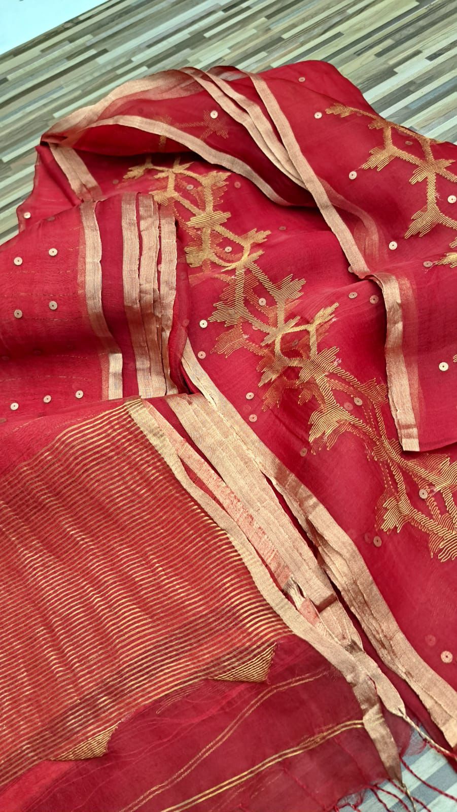 Pure Resham Silk Saree With Jamdani Weave