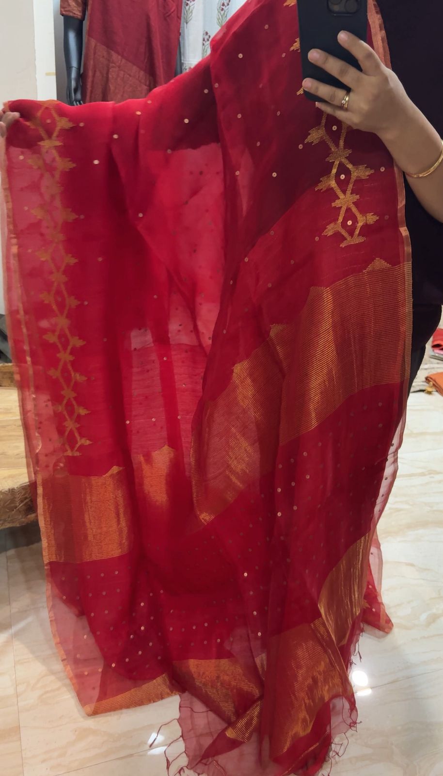 Pure Resham Silk Saree With Jamdani Weave