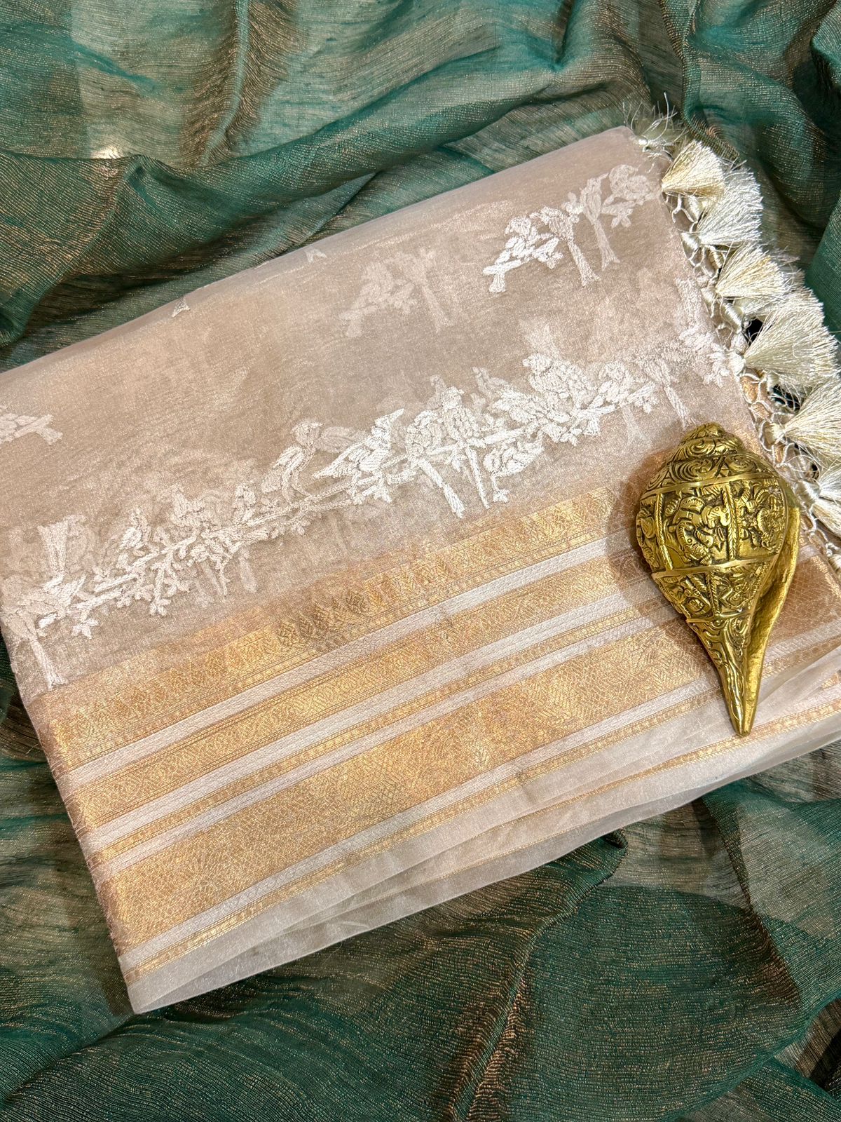 Banarasi Soft Tissue Silk Saree With Embroidery All Over