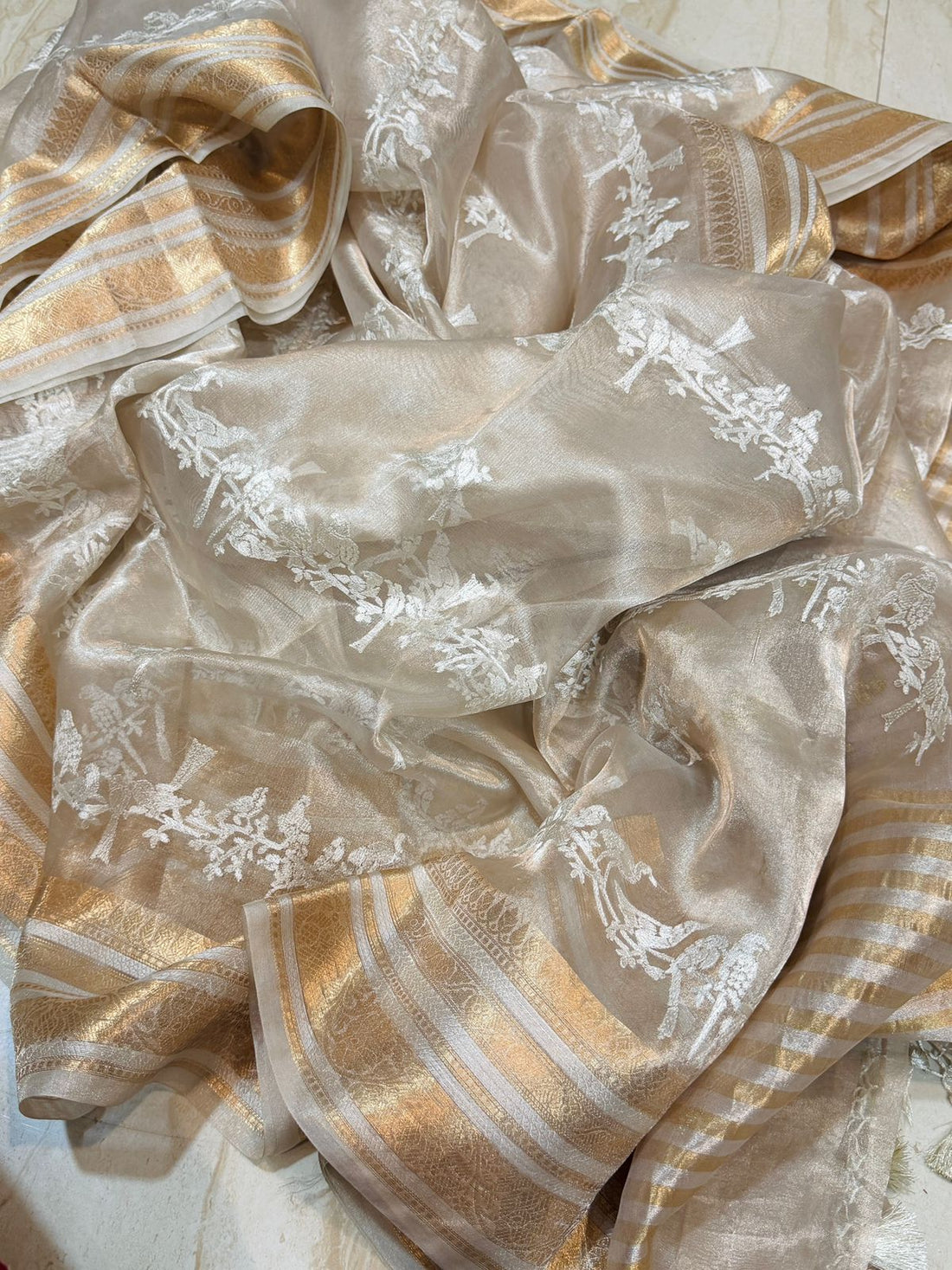 Banarasi Soft Tissue Silk Saree With Embroidery All Over