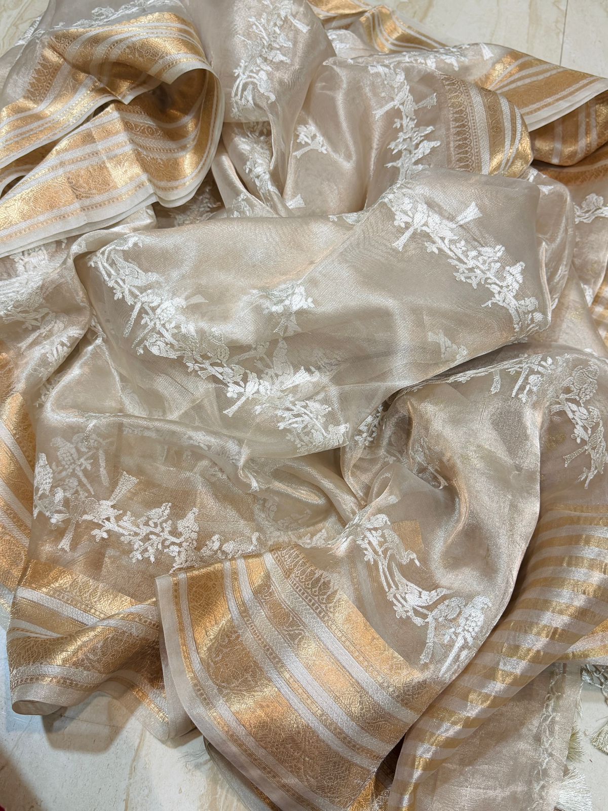 Banarasi Soft Tissue Silk Saree With Embroidery All Over