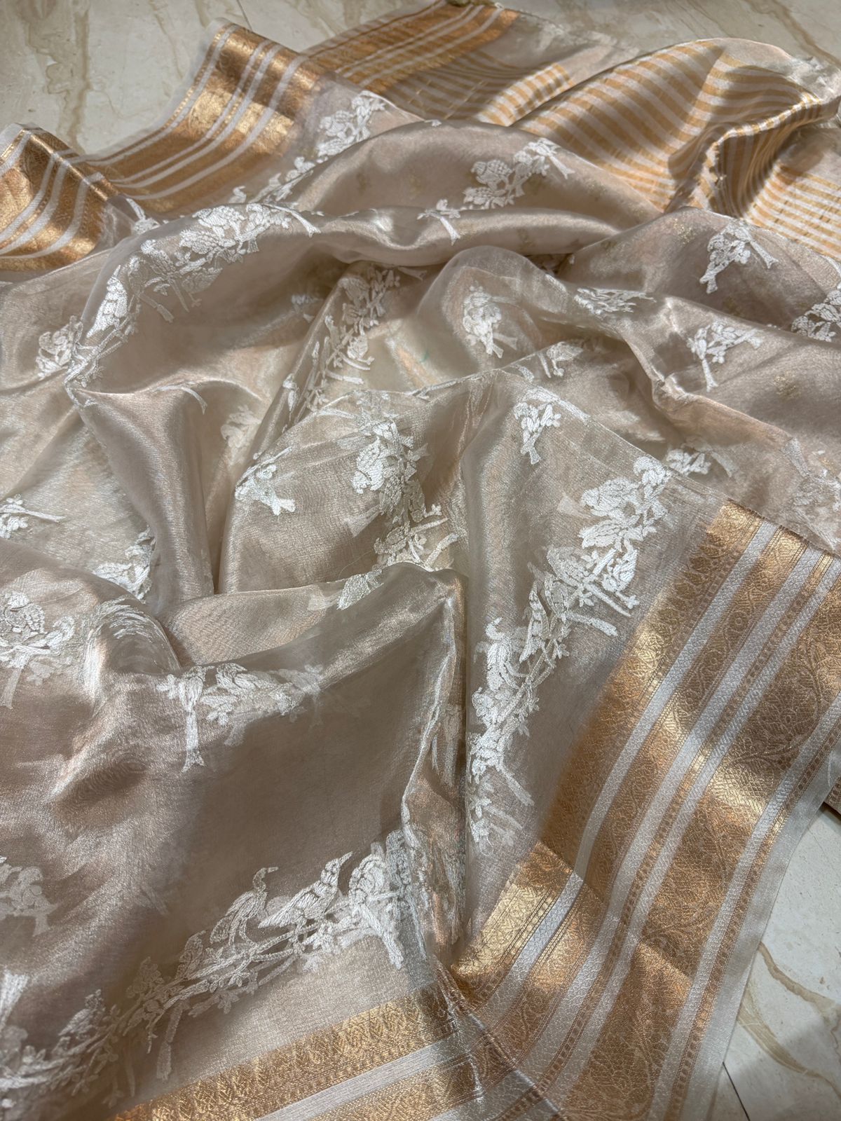 Banarasi Soft Tissue Silk Saree With Embroidery All Over