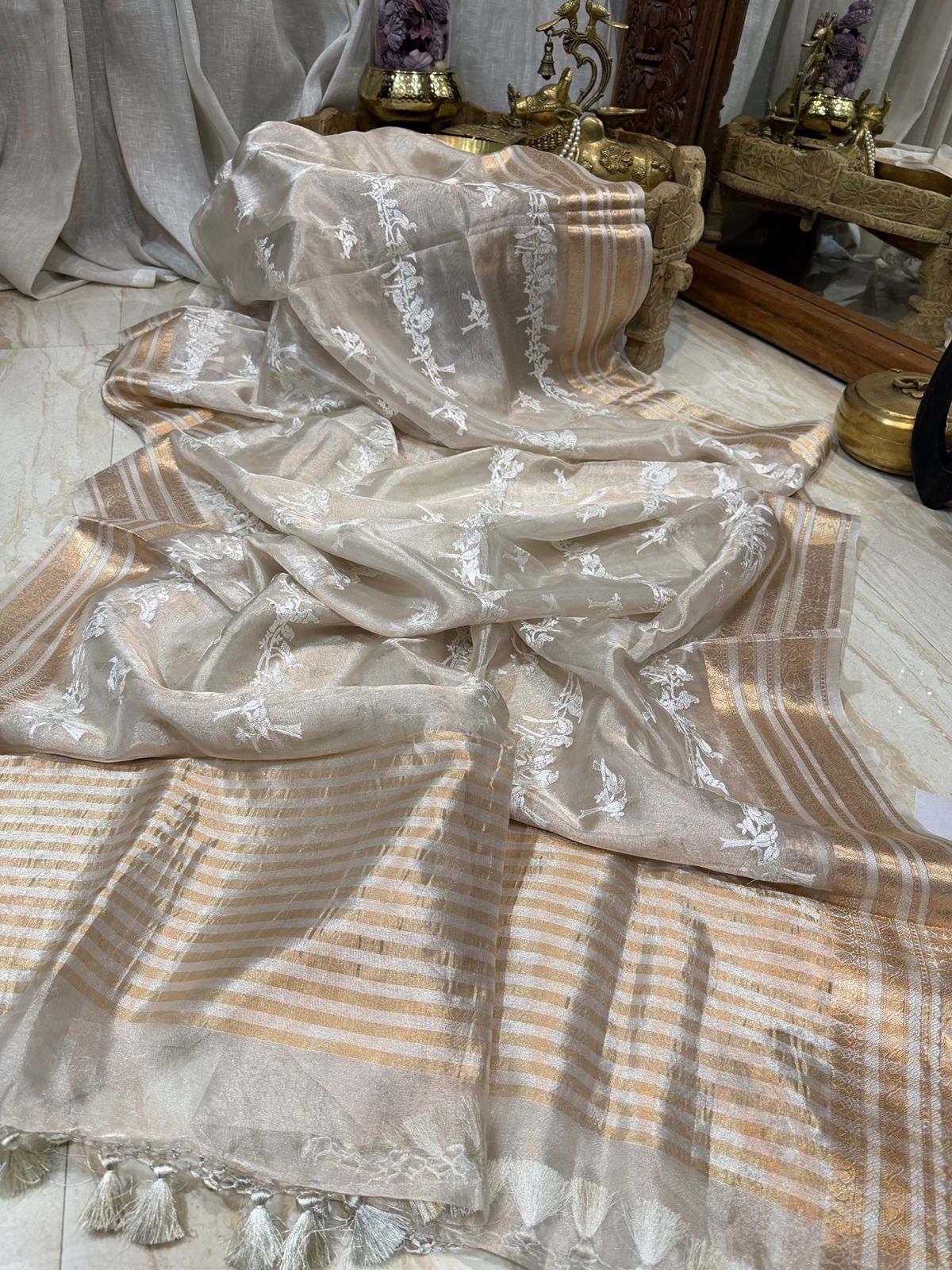 Banarasi Soft Tissue Silk Saree With Embroidery All Over