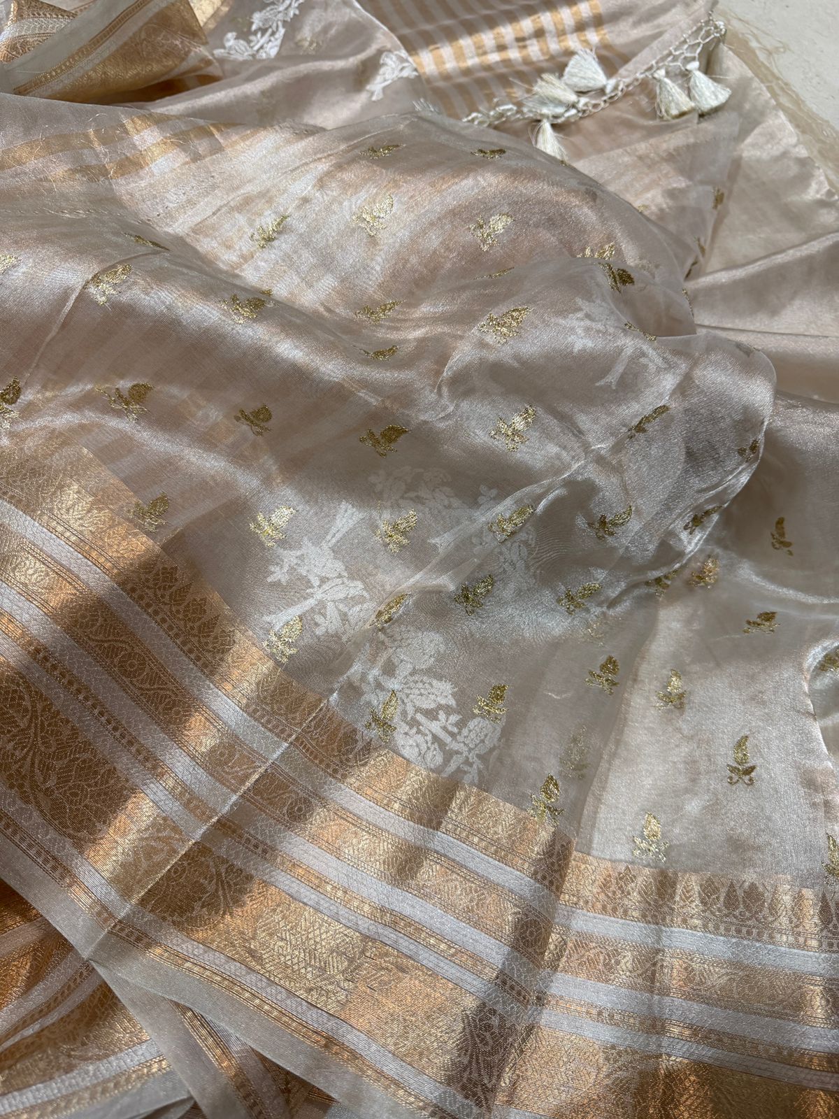 Banarasi Soft Tissue Silk Saree With Embroidery All Over