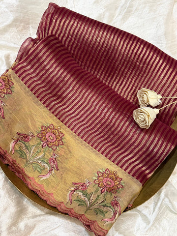 Banarasi Soft Tissue Silk Saree With Embroidery Border