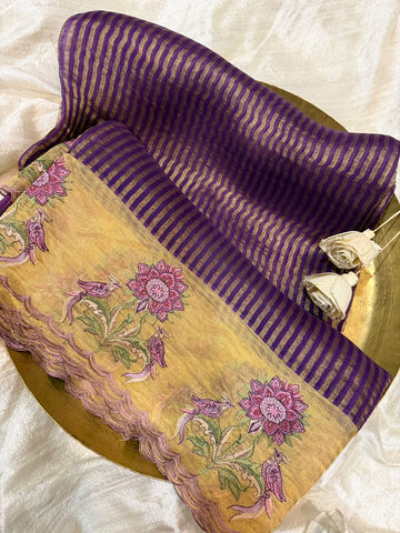 Banarasi Soft Tissue Silk Saree With Embroidery Border