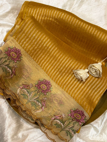 Banarasi Soft Tissue Silk Saree With Embroidery Border