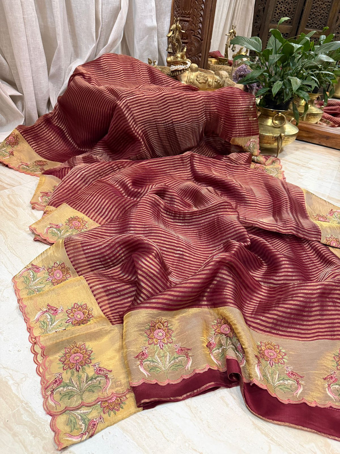 Banarasi Soft Tissue Silk Saree With Embroidery Border