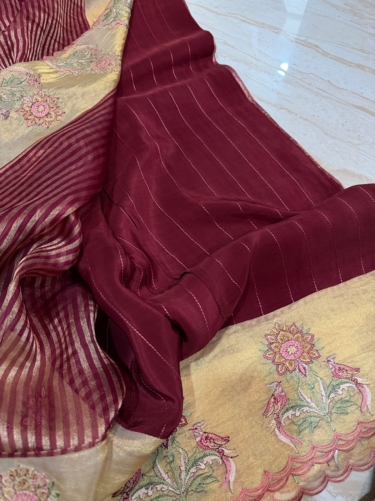 Banarasi Soft Tissue Silk Saree With Embroidery Border