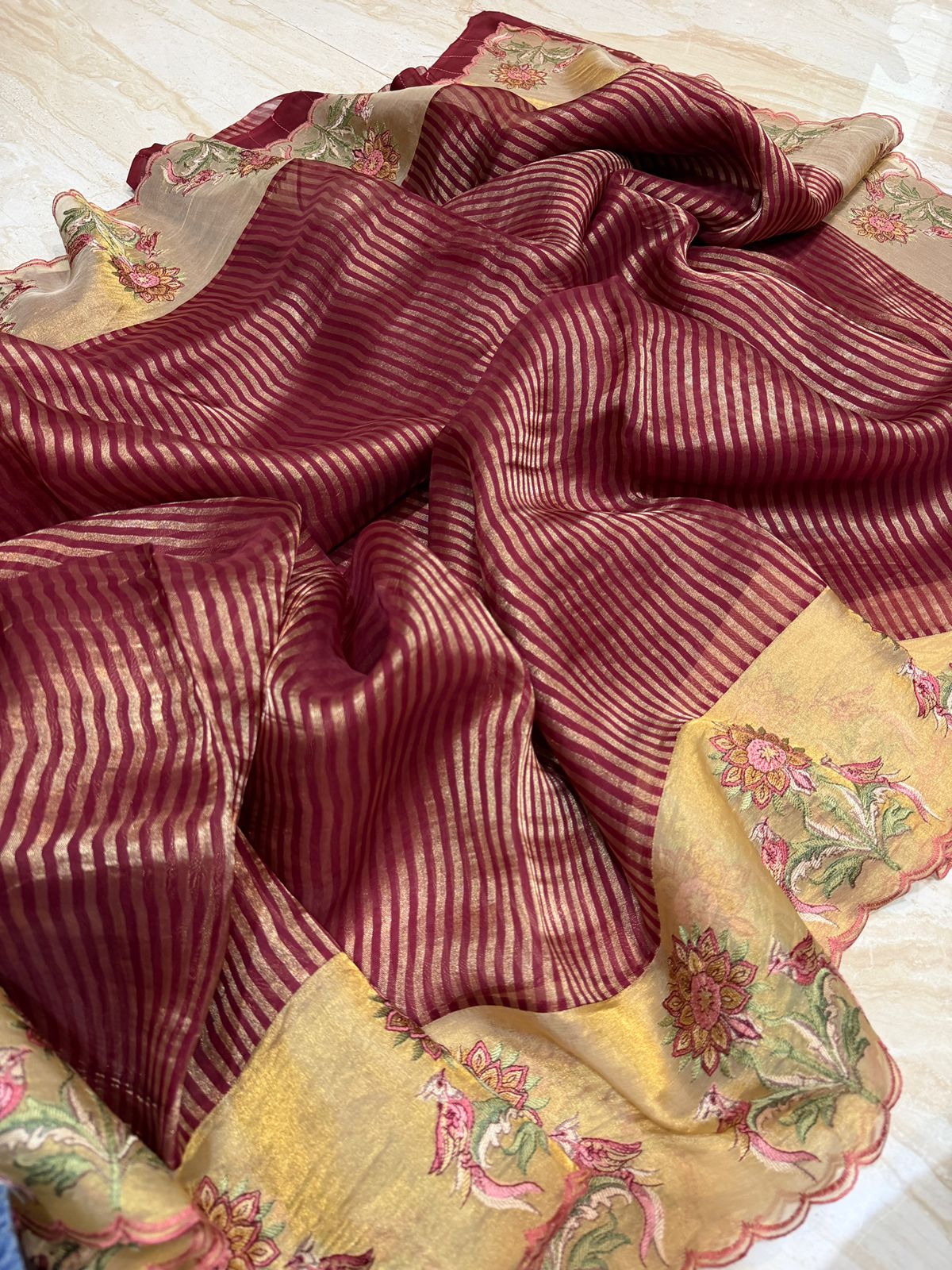 Banarasi Soft Tissue Silk Saree With Embroidery Border