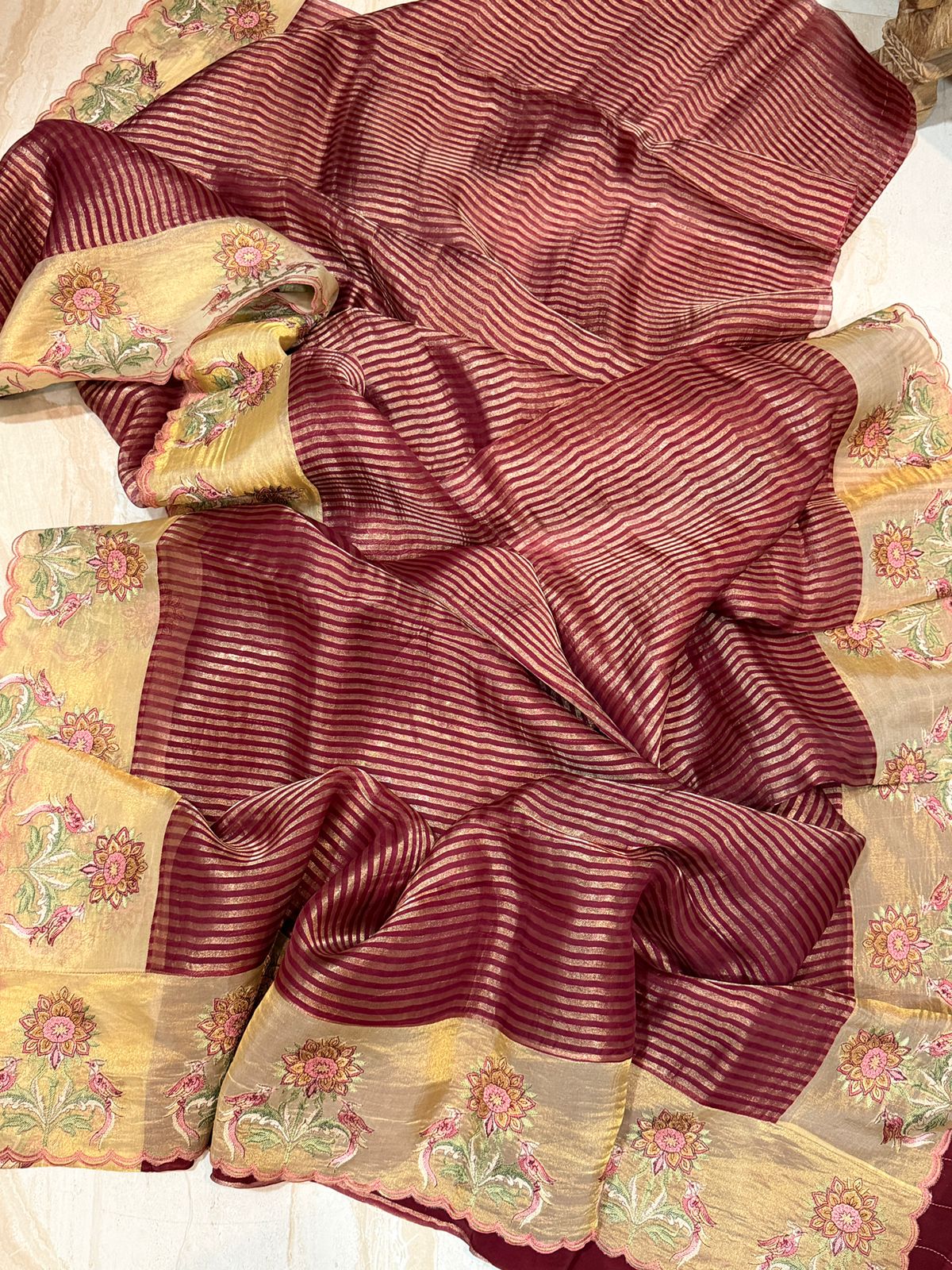 Banarasi Soft Tissue Silk Saree With Embroidery Border