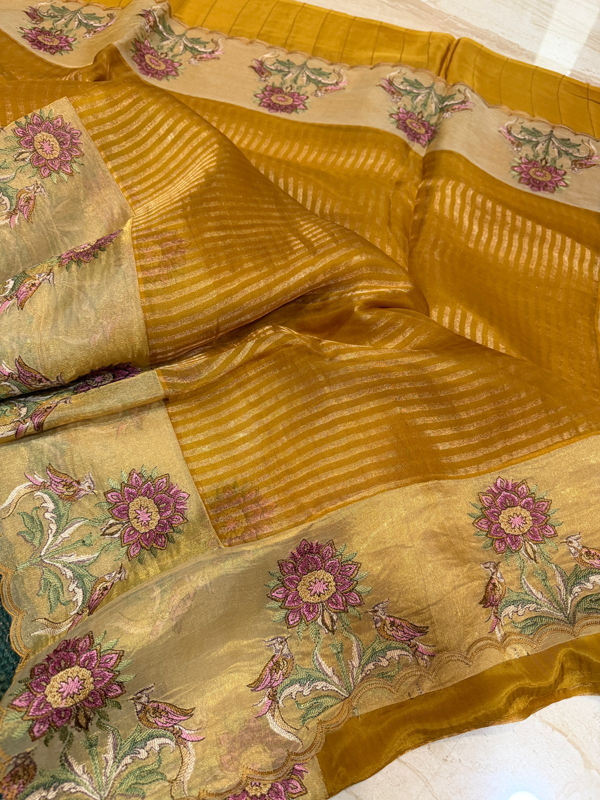Banarasi Soft Tissue Silk Saree With Embroidery Border