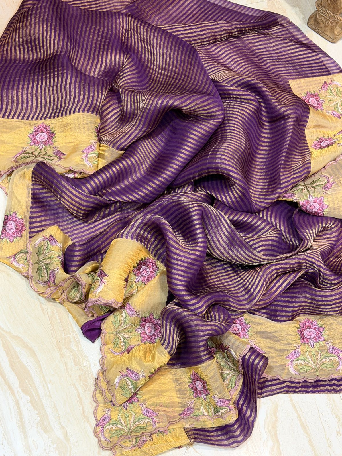 Banarasi Soft Tissue Silk Saree With Embroidery Border