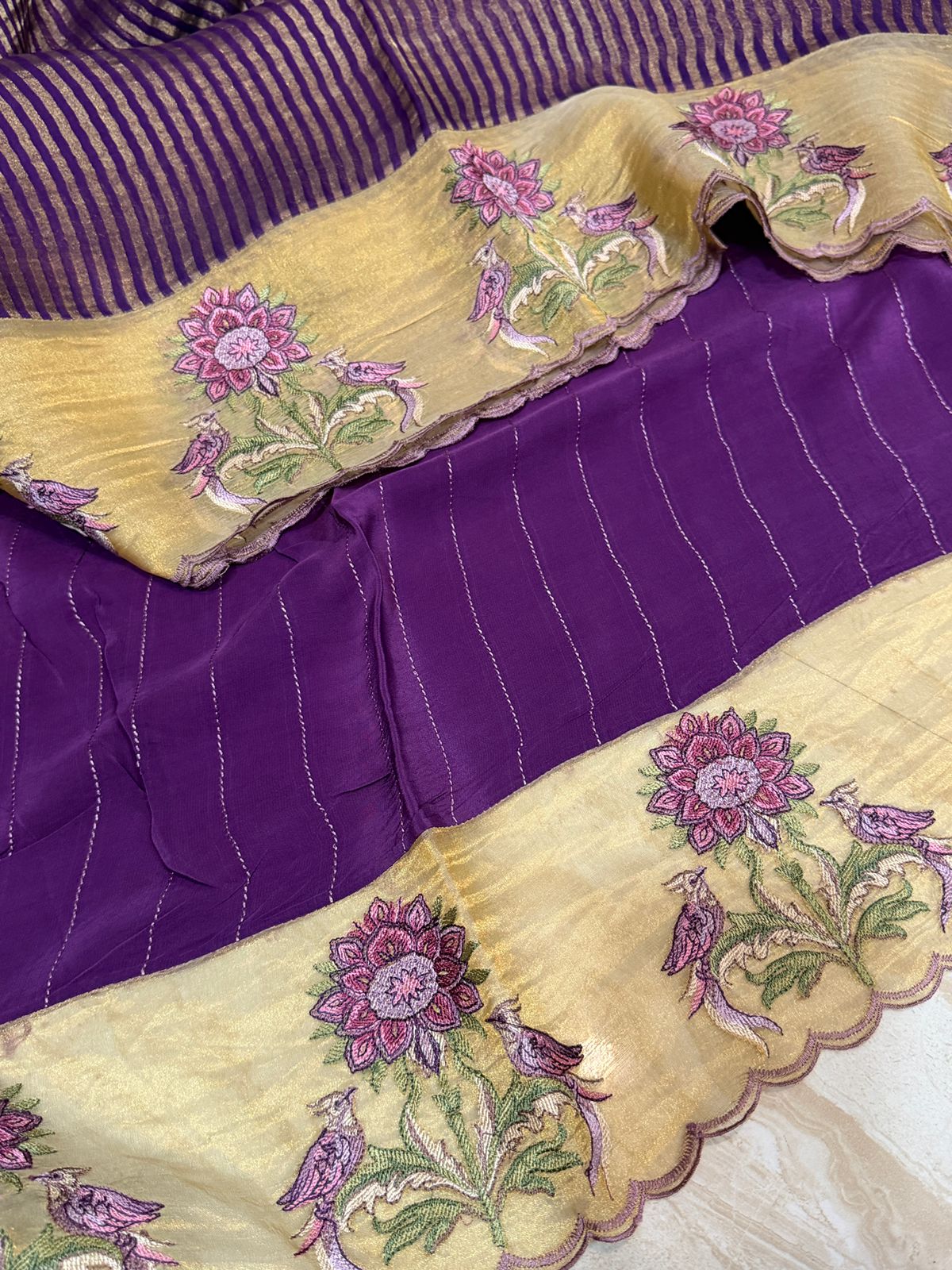 Banarasi Soft Tissue Silk Saree With Embroidery Border
