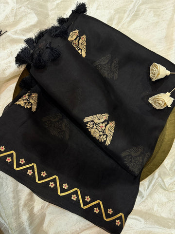 Pure Organza Silk Saree With Gotta Patti Work