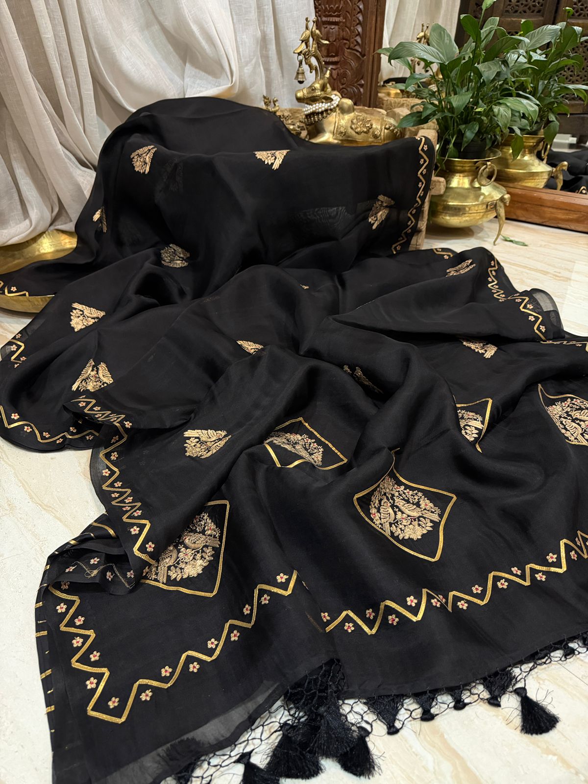 Pure Organza Silk Saree With Gotta Patti Work