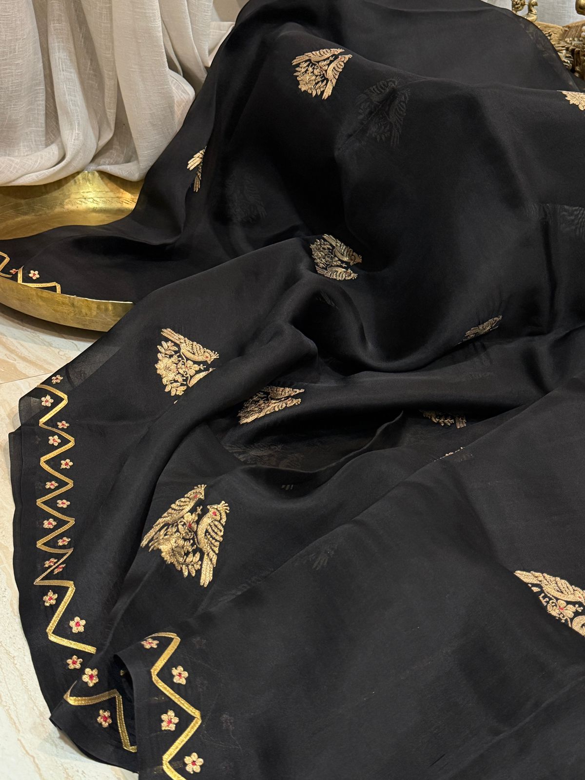 Pure Organza Silk Saree With Gotta Patti Work
