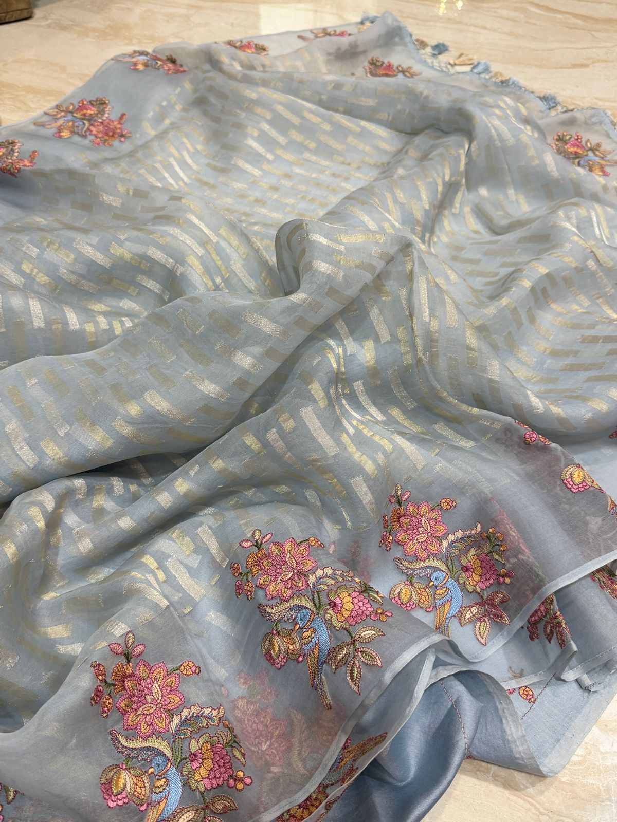 Banarasi Soft Tissue Silk Saree with Embroidery Border
