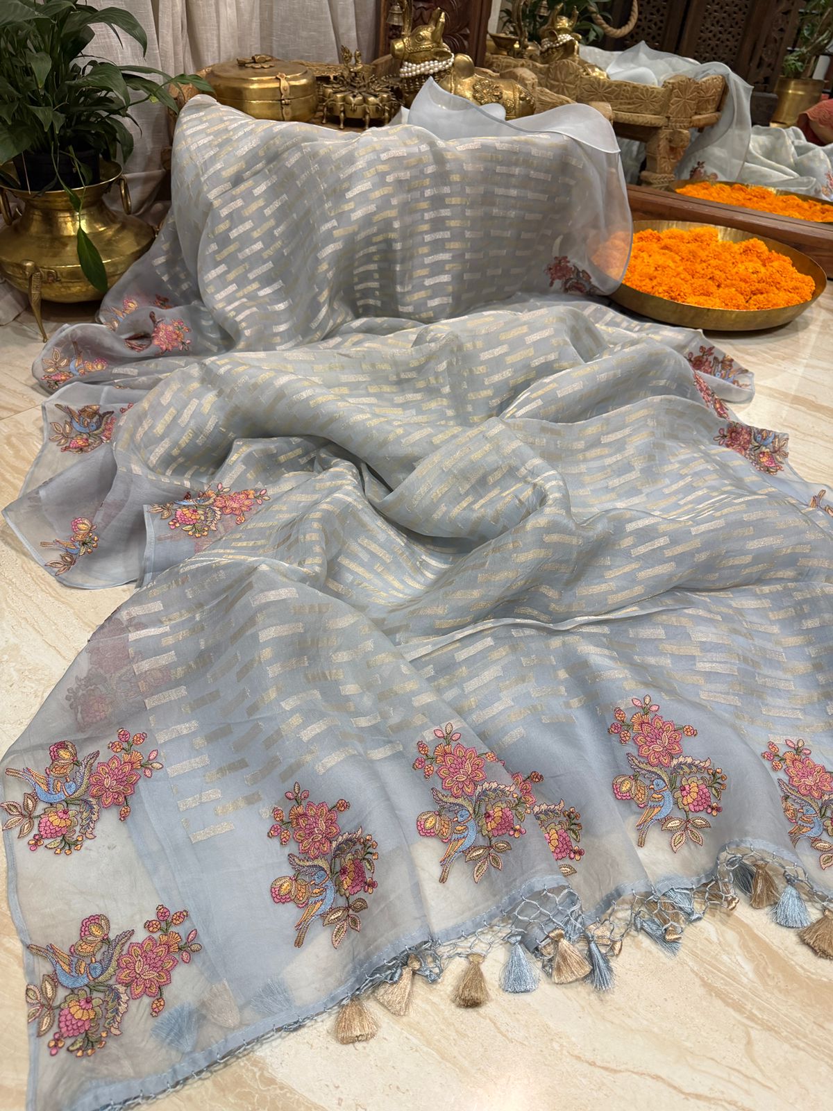 Banarasi Soft Tissue Silk Saree with Embroidery Border