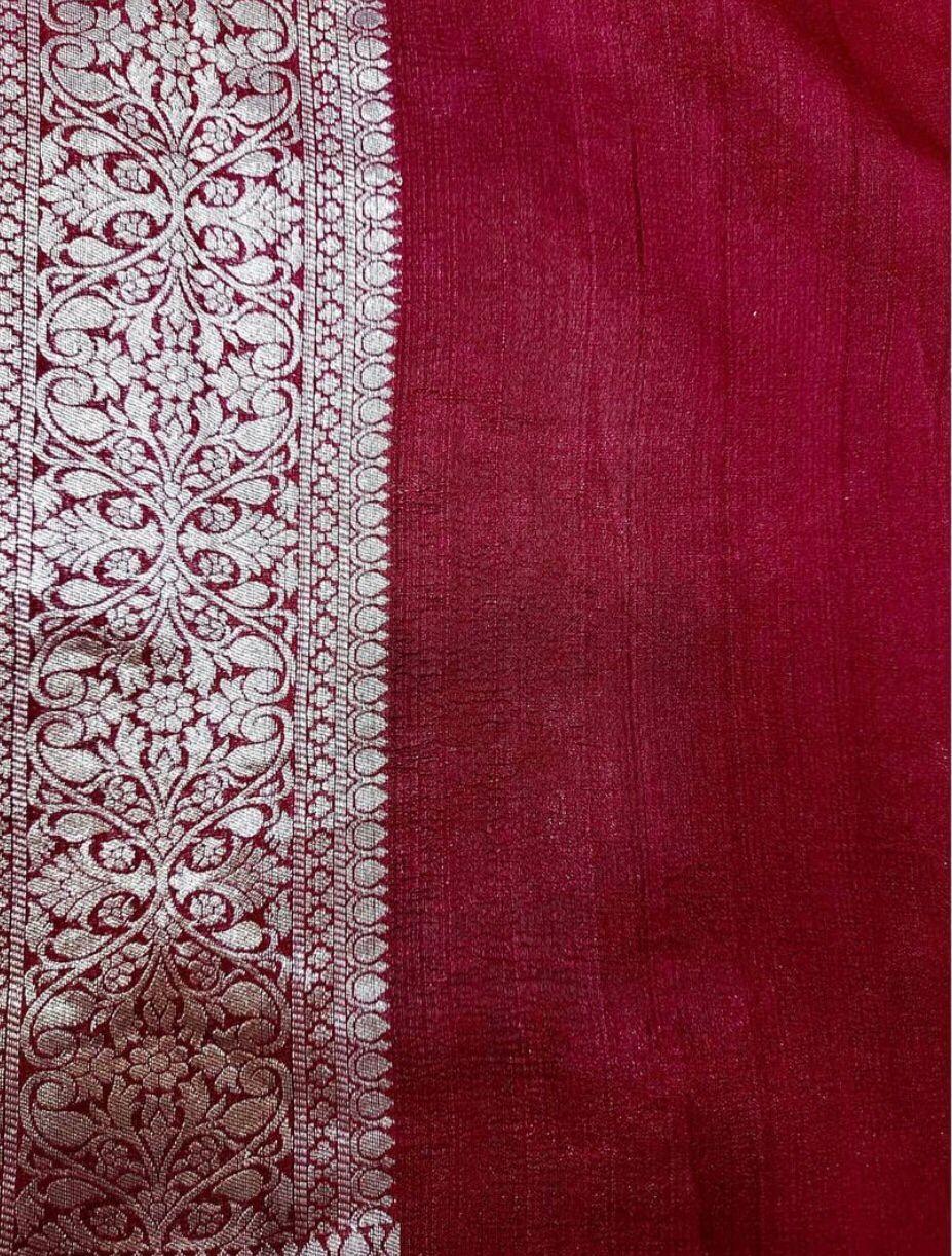 Pure Handloom Khaddi Tussar Georgette Meenakari Zari Work Sari