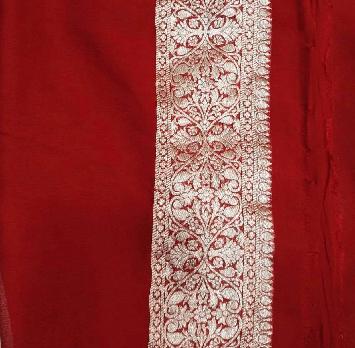 Pure Handloom Khaddi Georgette Meenakari Zari Work Saree
