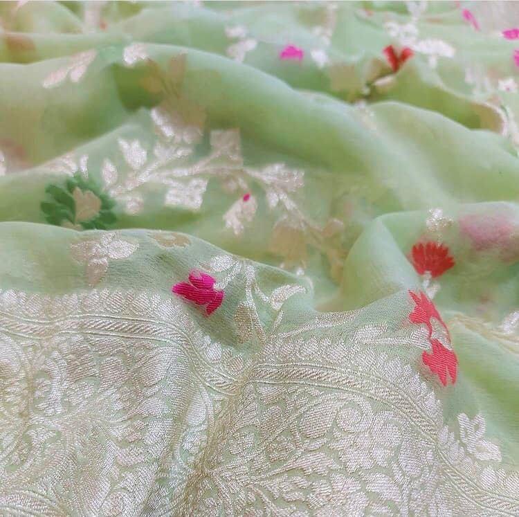 Pure Handloom Khaddi Banarasi Saree with Meenakari Zari Work