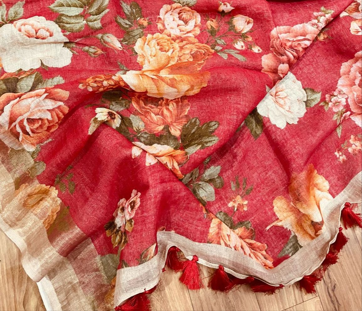 Pure Linen by Linen Digital Print Saree