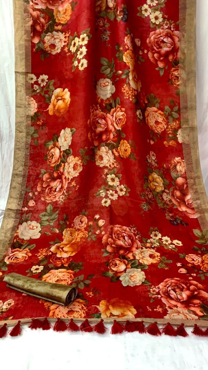 Pure Linen by Linen Digital Print Saree