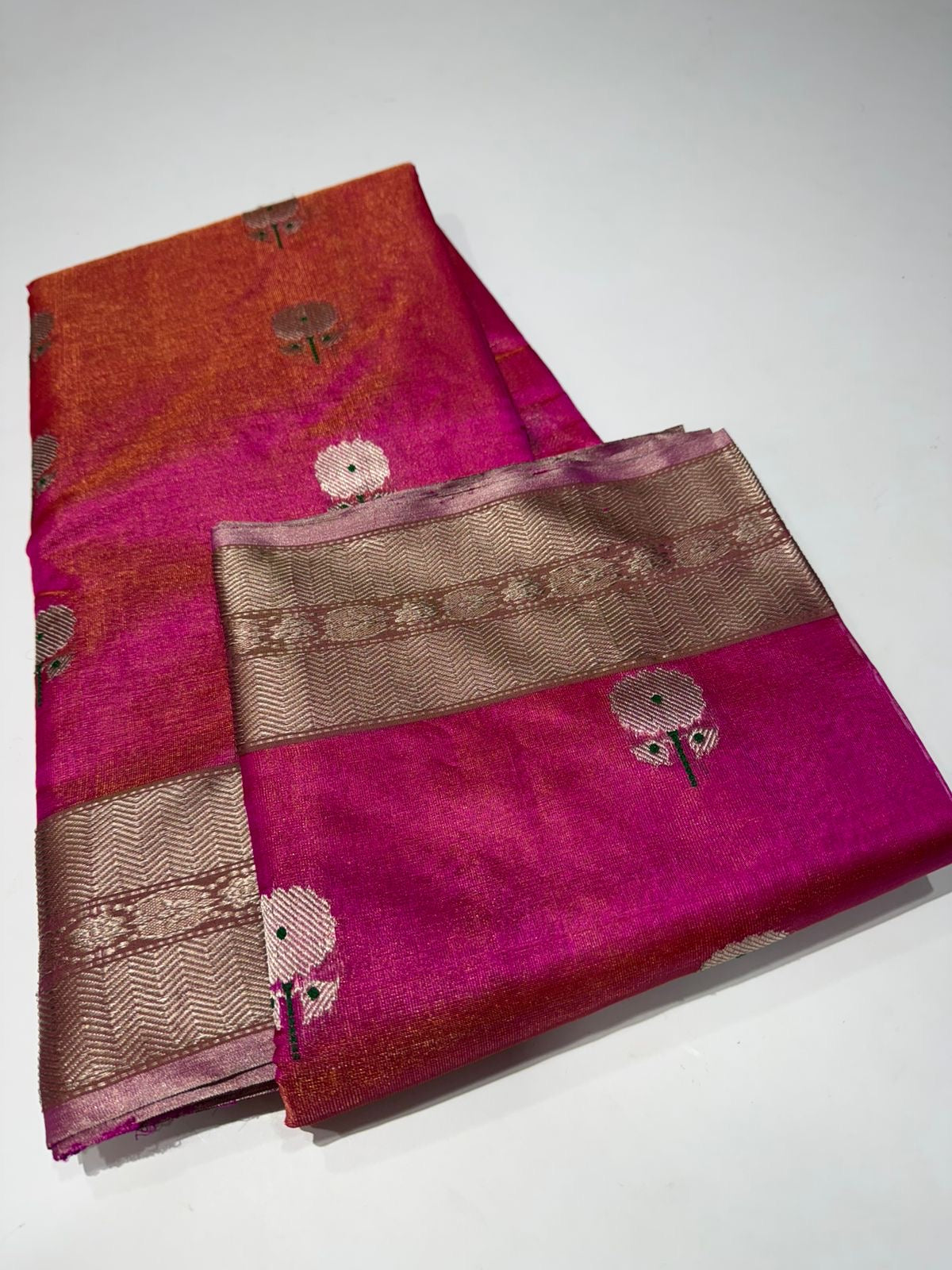 Pure Handloom Chanderi Tissue Pattu Soft Silk Saree