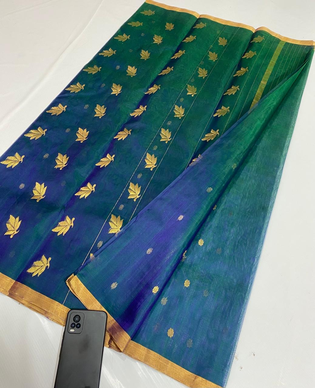 Pure Handwoven Kataan Silk Chanderi Saree