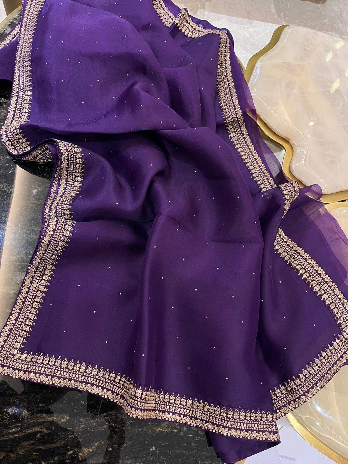 Pure Organza Silk Saree With Embroidery Border