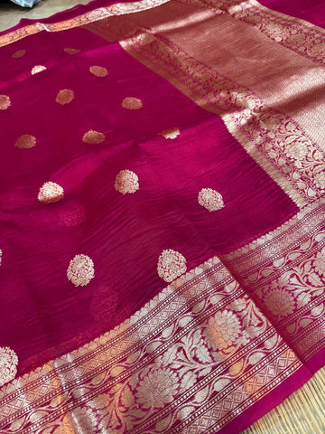 Pure Handloom Kora Banarasi Silk Saree