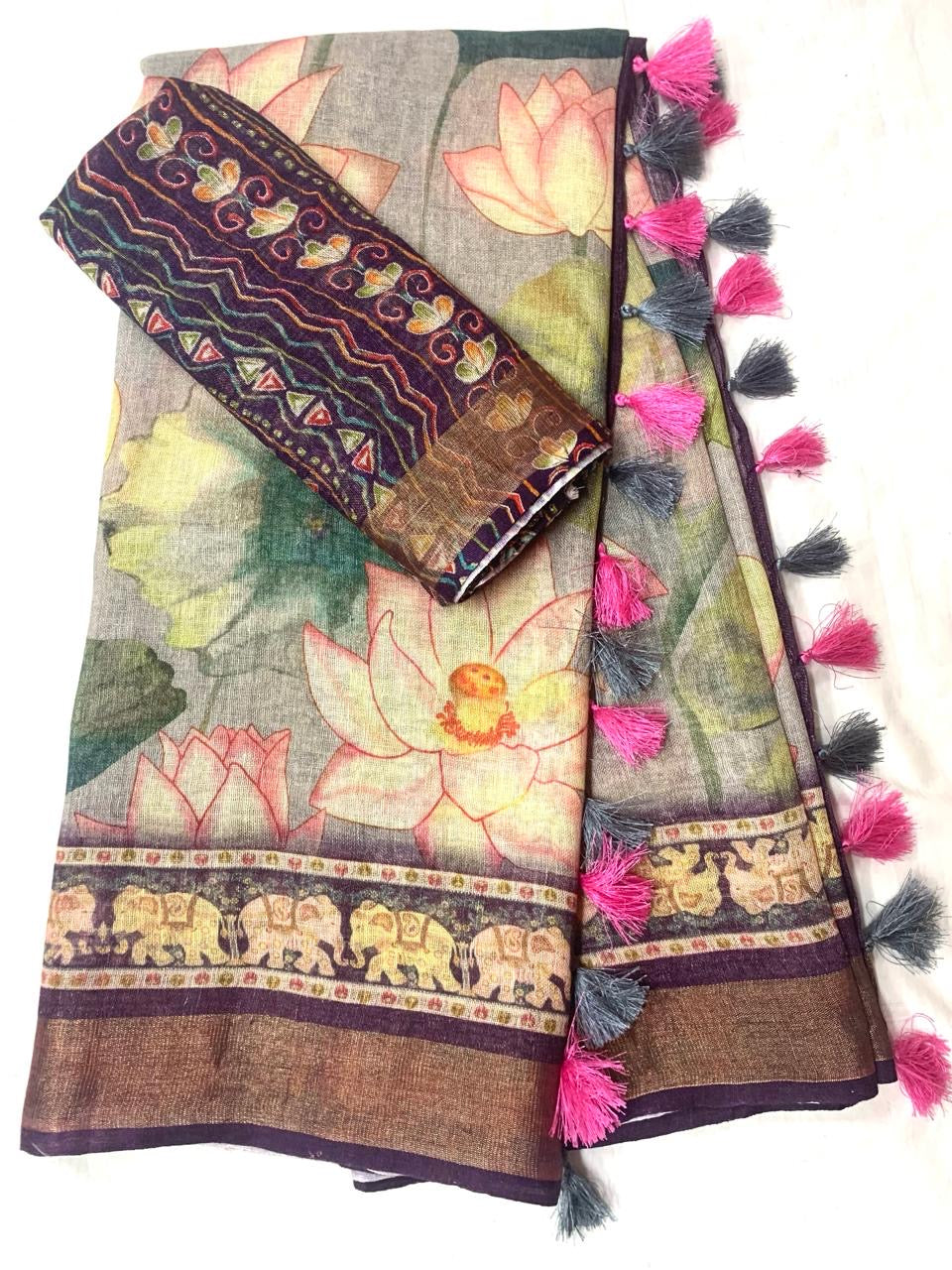 Pure Linen By Linen Digital Print Saree