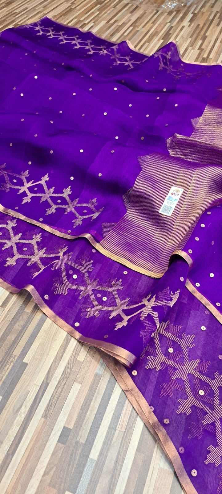 Pure Resham Silk Saree With Jamdani Weave
