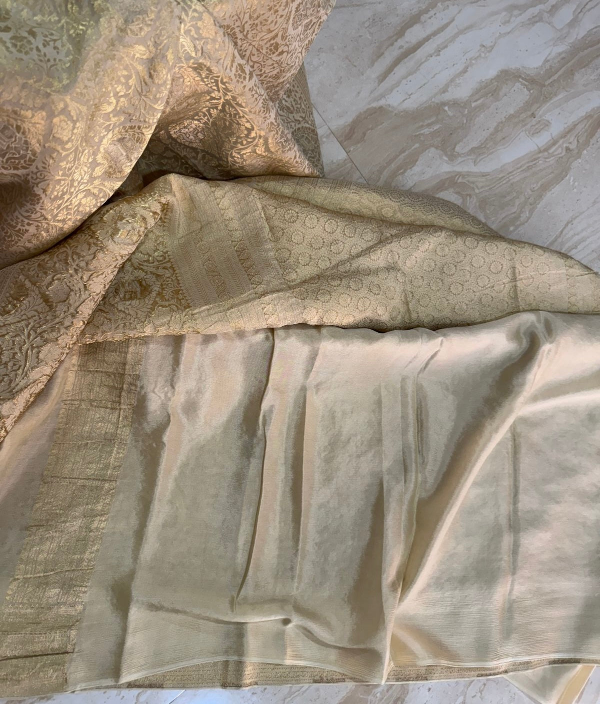 Pure Mysore Brocade Crepe Silk Saree With Zari Weave