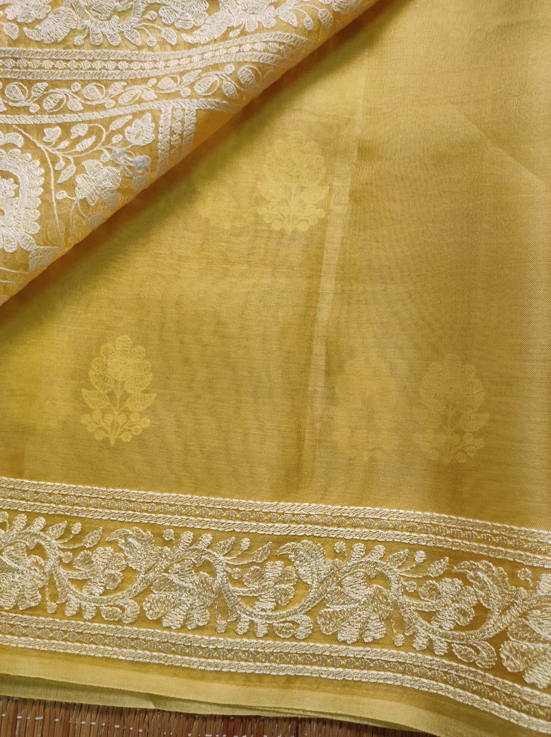 Pure Organza Silk Saree With Machine Embroidery Work All Over