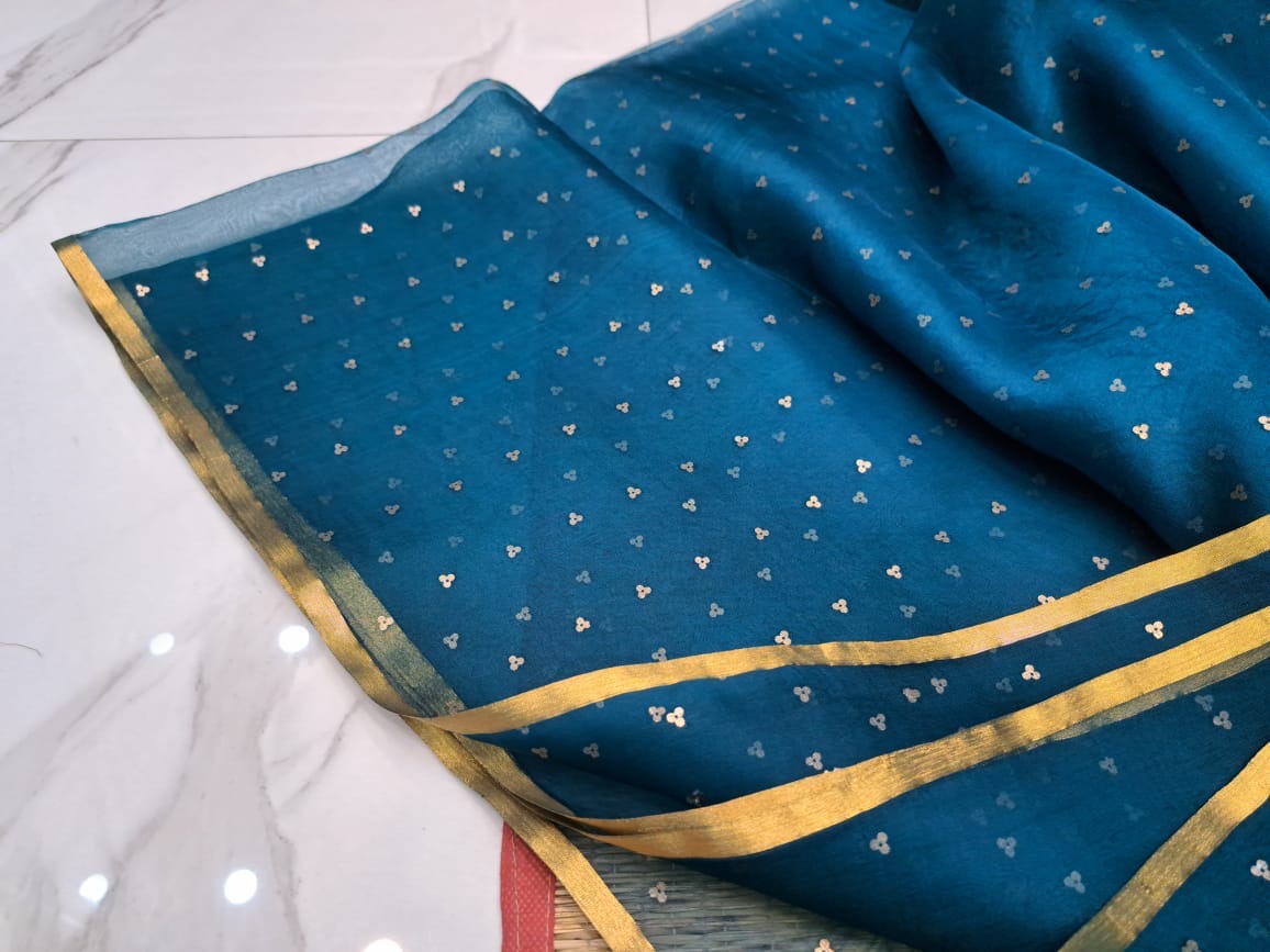 Elegant Pure Handloom Resham Silk Saree With All-Over Sequins Work