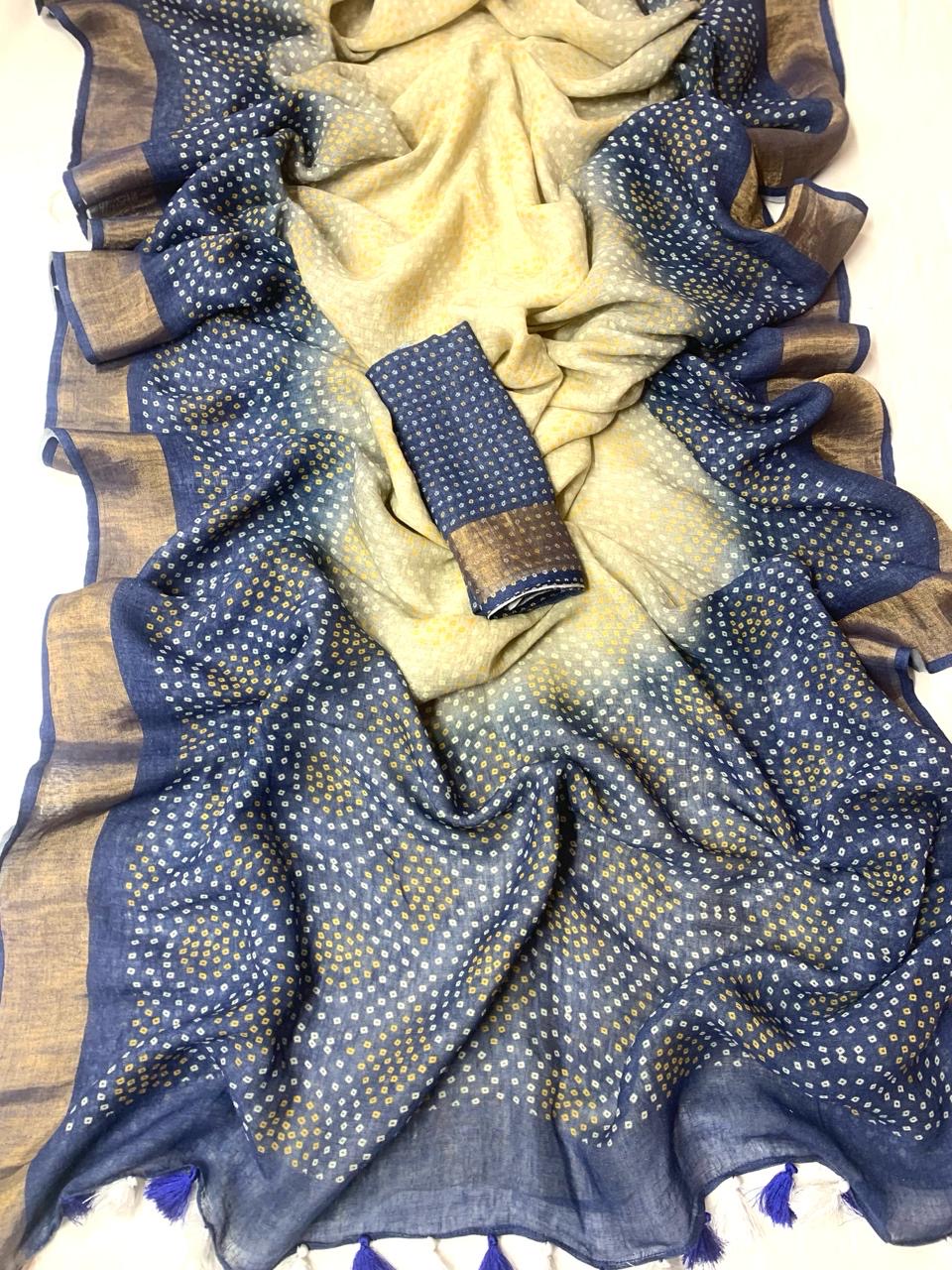 Pure Linen By Linen Digital Print Saree