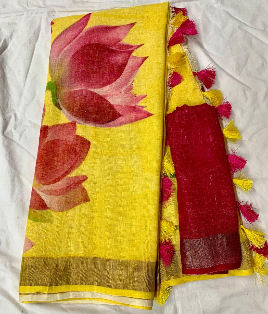 Pure Linen By Linen Digital Print Saree