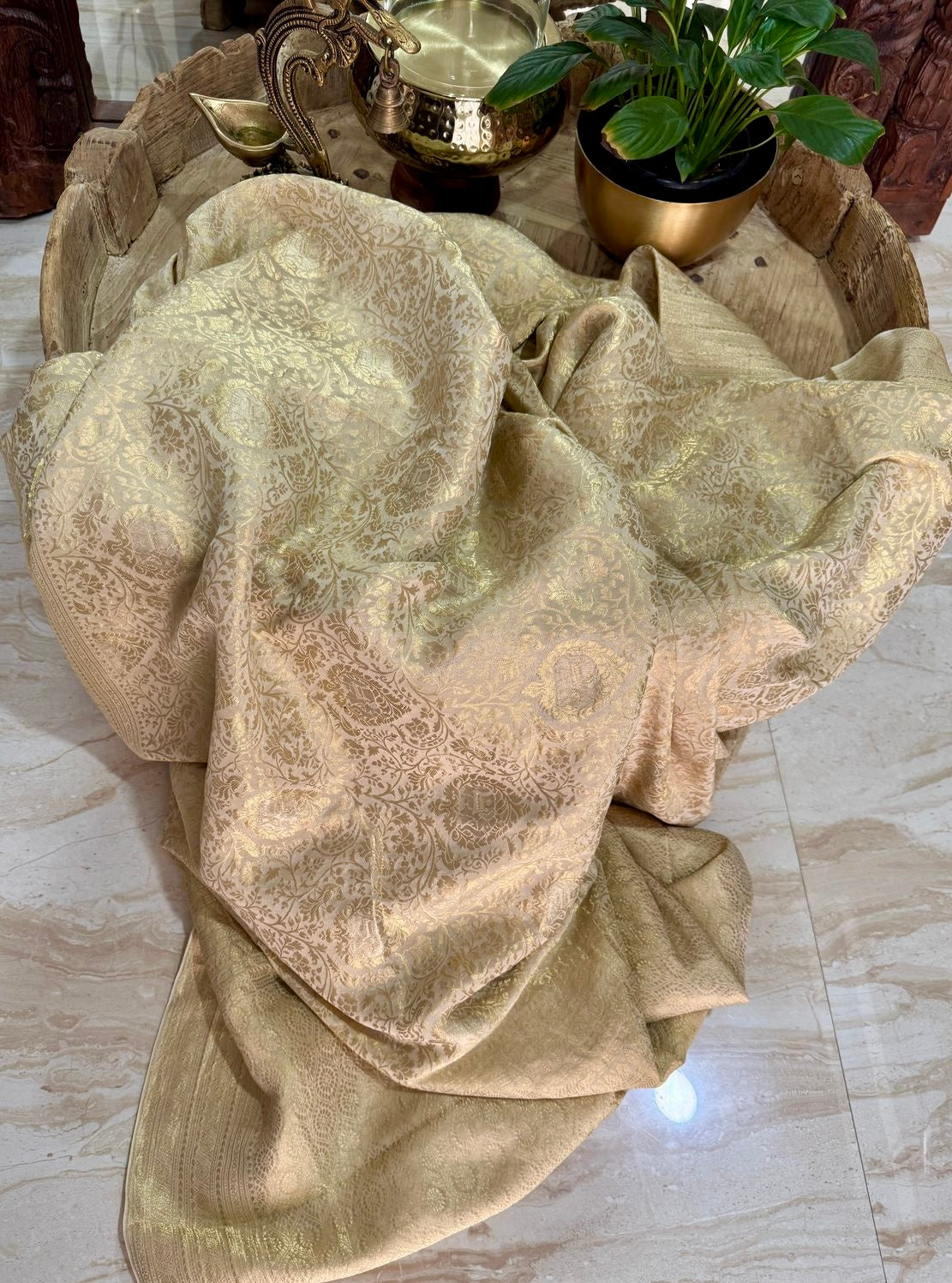 Pure Mysore Brocade Crepe Silk Saree With Zari Weave
