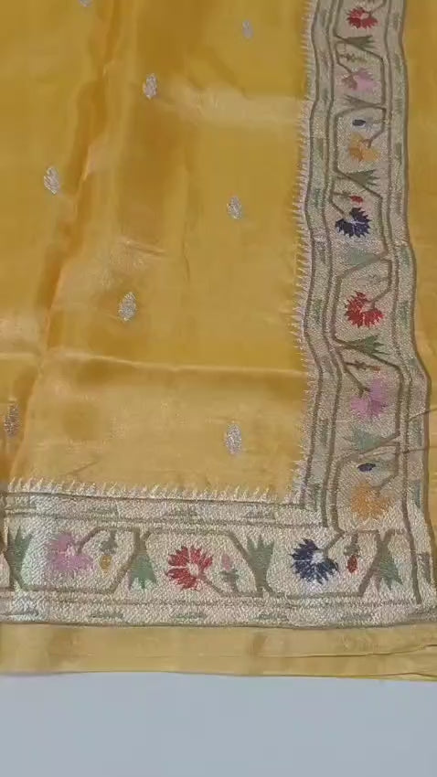 Pure Banarasi Soft Tissue Silk Saree With Paithani Border